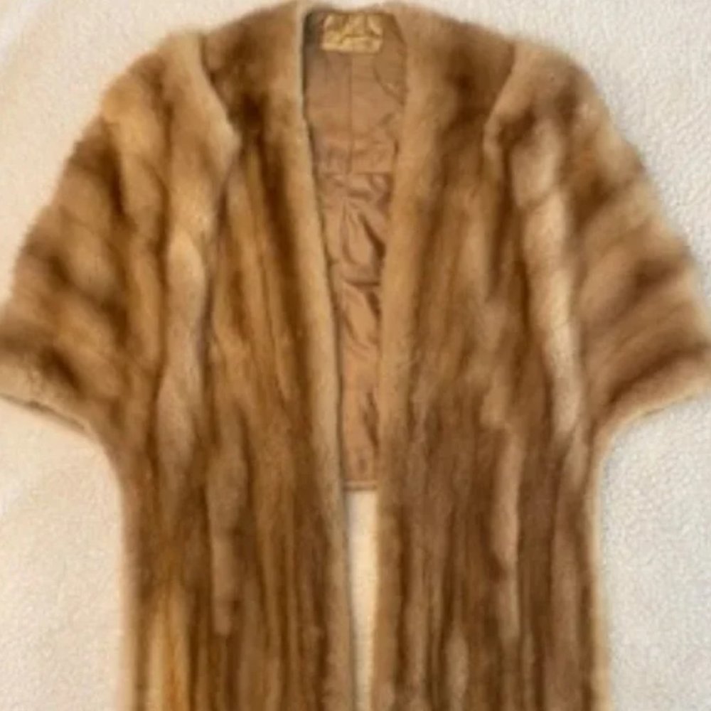 VINTAGE GENUINE MINK STOLE SHAWL M